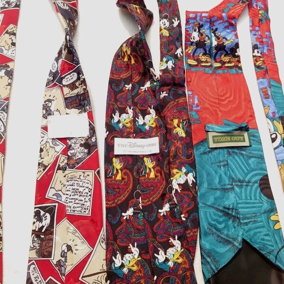 Disney Mickey Mouse Men's Neckties Cartoon Tie Novelty Retro Vintage Silk Set 3 - Picture 3 of 3